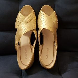 Calvin Klein metallic gold sandals